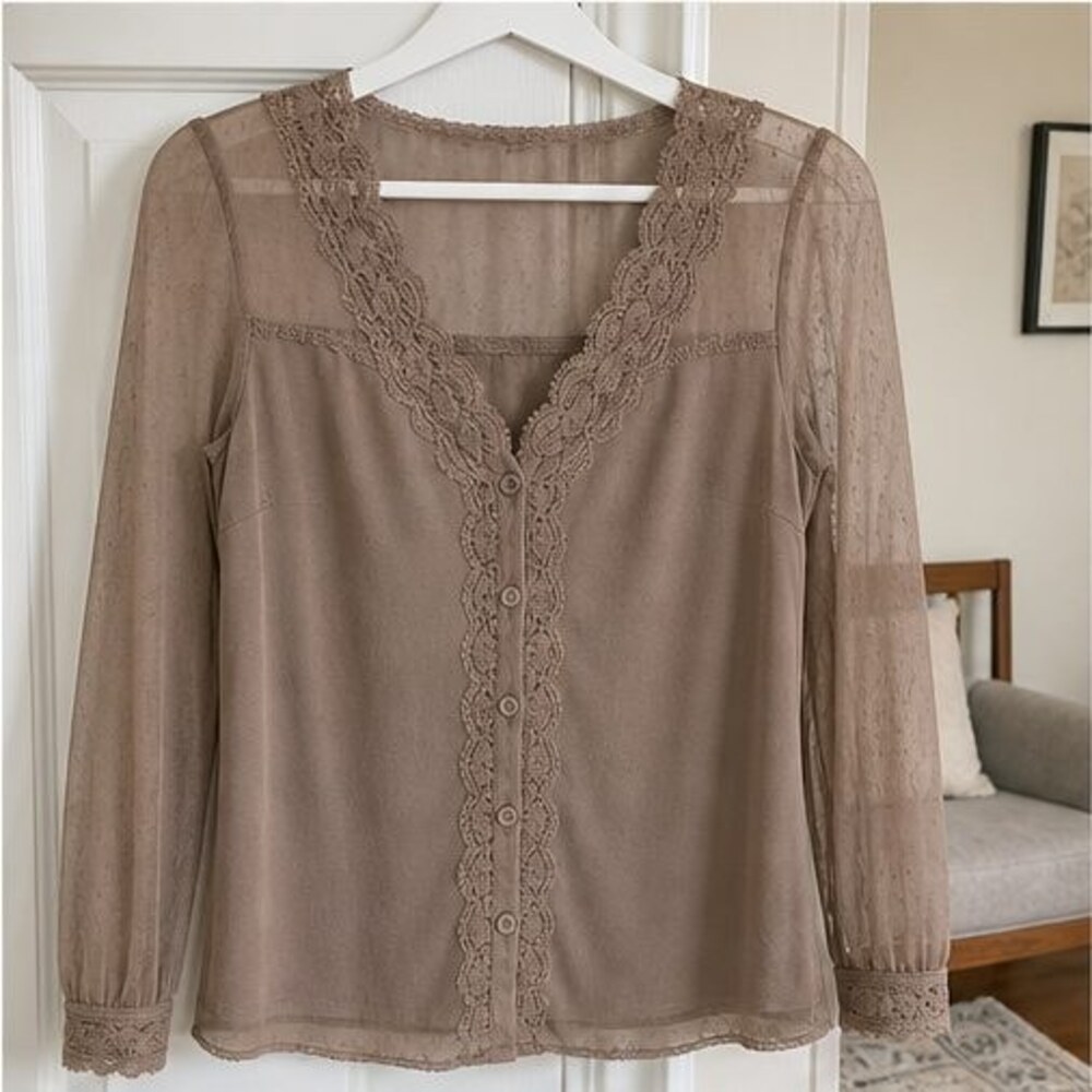 Cream Lace Trim Top